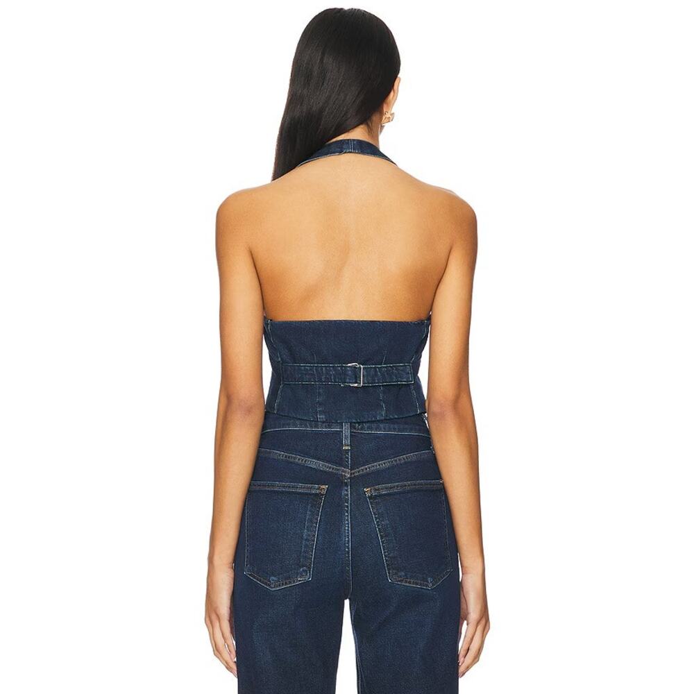 Good American Denim Halter Vest Indigo724 Size Small NWT - Picture 2 of 10